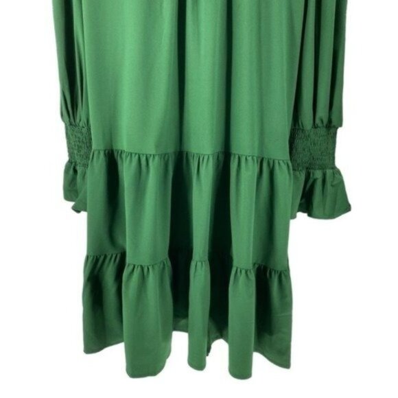 Pomander Place NEW Hunter Green Crepe Kenzo Long Sleeve Party Mini Dress Size S - Picture 8 of 10